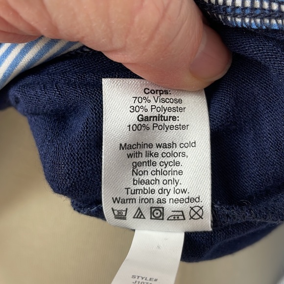 J. Crew Navy Blue Tank w/Blue & White Striped Shirt Tail and Back Keyhole - XS - Picture 12 of 12